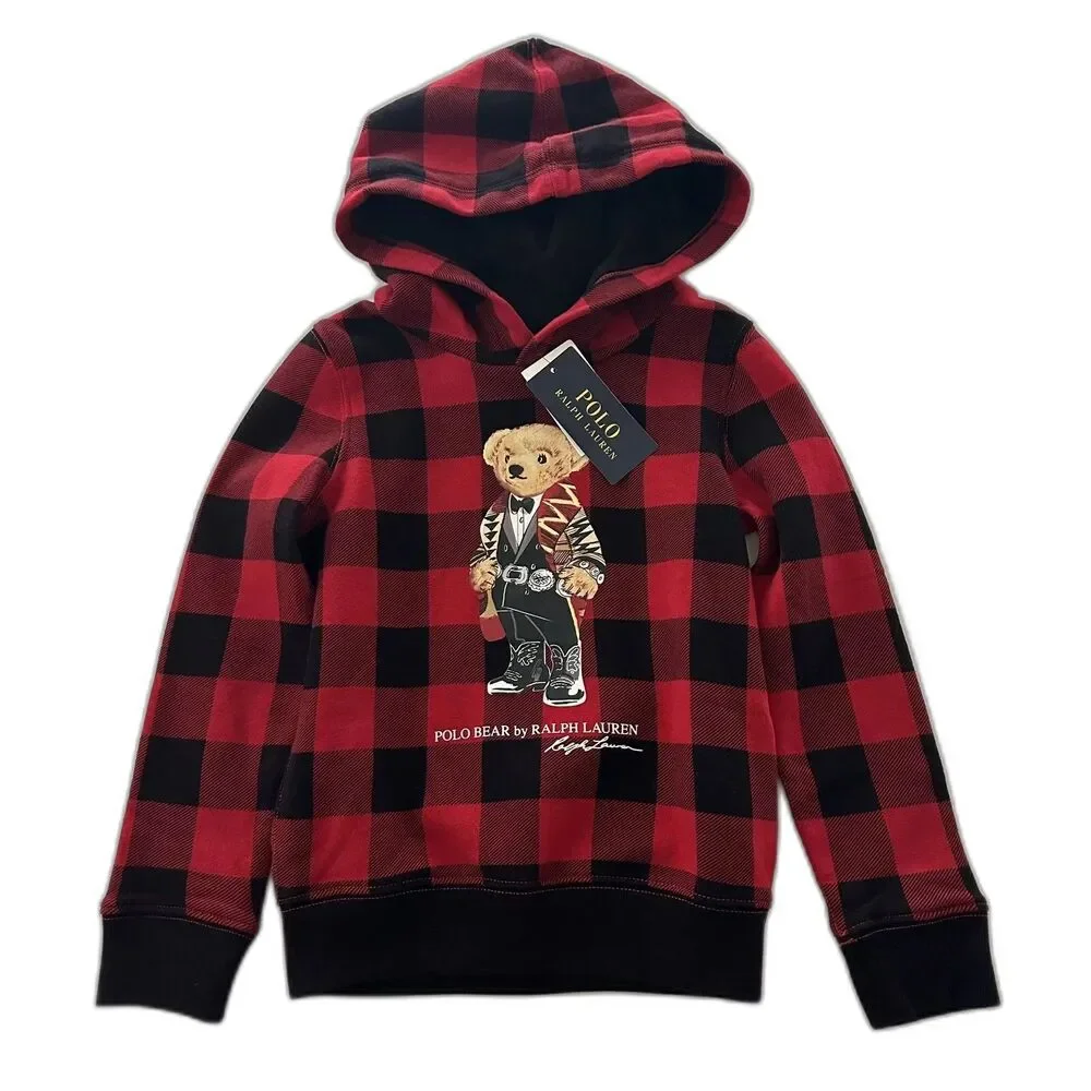 Polo Ralph Lauren Polo Bear Sweatshirt Hoodie s 5 Kids Unisex Holiday Preppy NWT
